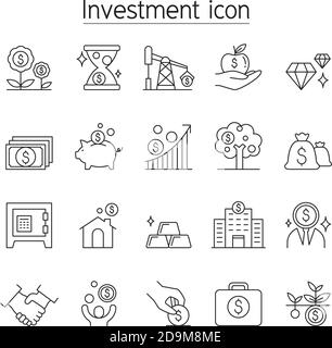 Investment & Banking Icon im Thin Line Stil Stock Vektor