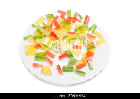Türkische Delight in Scheiben geschnitten auf dem Teller Stockfoto
