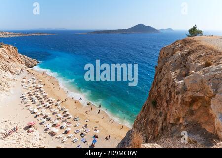 Kaputas Strand und türkisem Wasser des Mittelmeers, Türkei Stockfoto