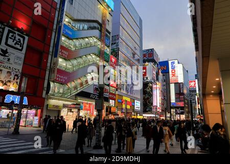 Dämmerung Ansicht von Akihabara elektronische Waren Einkaufsviertel.Chiyoda.Tokyo.Japan Stockfoto