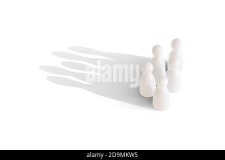 Vereinigte Bauern werfen einen kronenförmigen Schatten. Konzept der Einheit. 3d-Illustration. Stockfoto