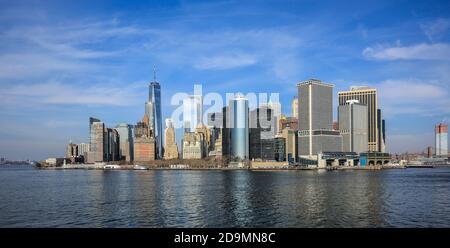 New York City, New York, Vereinigte Staaten von Amerika - Skyline mit dem Freedom Tower, WTC World Trade Center, Manhattan, USA. Stockfoto