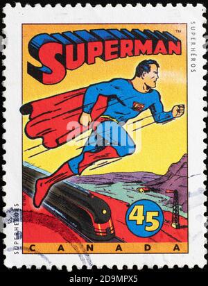 Cover des Superman Magazins auf amerikanischer Briefmarke Stockfoto