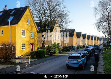 Typische Siedlungshäuser auf Heimatde, Mülheim an der Ruhr, Ruhrgebiet, Nordrhein-Westfalen, Deutschland Stockfoto