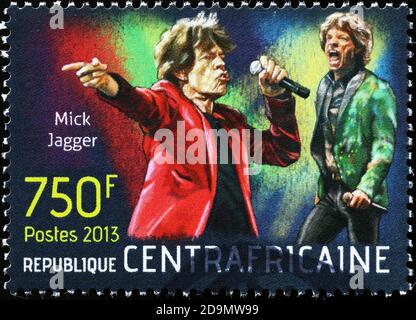 Mick Jagger singt auf Briefmarke Stockfoto