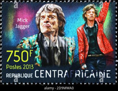 Mick Jagger dankt dem Publikum auf Briefmarke Stockfoto