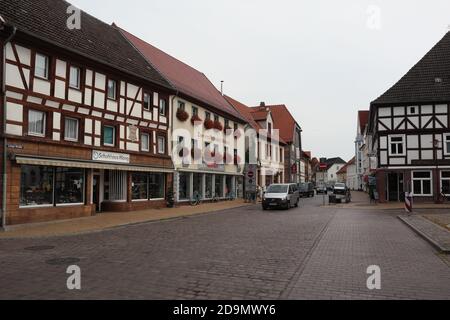 Parchim, Mecklenburg-Vorpommern - August 18 2020: Auf dem Neuen Markt in Parchim Stockfoto