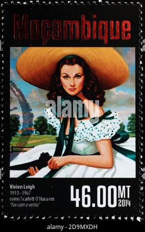 Vivien Leigh in Gone with the wind on stamp Stockfoto