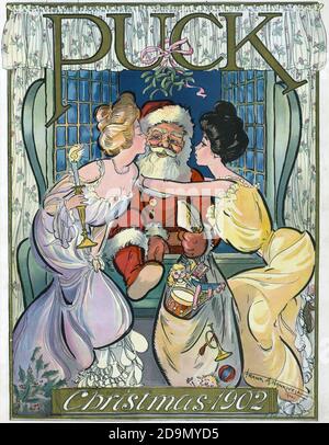 PUCK Magazine - Weihnachtsmann - Alte Christchurchkarten-Illustration im Vintage-Stil Stockfoto