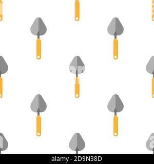 Nahtloses Muster mit Cartoon kleine Schaufeln auf weißem Hintergrund. Gartenspaten. Gartenwerkzeug. Vektorgrafik für jedes Design. Stock Vektor