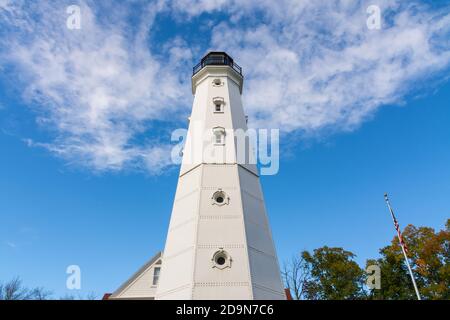 Der North Point Leuchtturm auf einem schönen Herbst sagen. Milwaukee, Wisconsin, USA Stockfoto