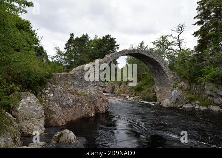 Old Packhorse Bridge, Carrbridge, Schottische Highlands Stockfoto