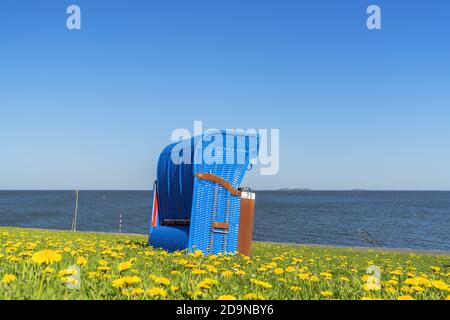 Strand an der Hooger Fähre auf Pellworm Insel, Nordfriesischen Inseln, Schleswig-Holstein, Norddeutschland, Deutschland, Europa Stockfoto