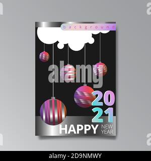 2021 glückliches neues Jahr Invation Luxus verführen, glänzend Glitch holograpic kreatives Design, Hipster junge Neon und Farbverlauf Farben, realistische Regenbogen Glanz Stock Vektor