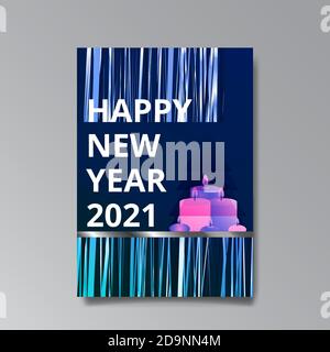 2021 glückliches neues Jahr Invation Luxus verführen, glänzend Glitch holograpic kreatives Design, Hipster junge Neon und Farbverlauf Farben, realistische Regenbogen Glanz Stock Vektor