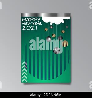 2021 glückliches neues Jahr Invation Luxus verführen, glänzend Glitch holograpic kreatives Design, Hipster junge Neon und Farbverlauf Farben, realistische Regenbogen Glanz Stock Vektor