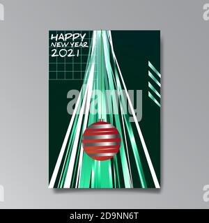 2021 glückliches neues Jahr Invation Luxus verführen, glänzend Glitch holograpic kreatives Design, Hipster junge Neon und Farbverlauf Farben, realistische Regenbogen Glanz Stock Vektor