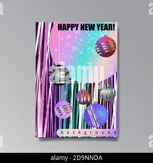 2021 glückliches neues Jahr Invation Luxus verführen, glänzend Glitch holograpic kreatives Design, Hipster junge Neon und Farbverlauf Farben, realistische Regenbogen Glanz Stock Vektor