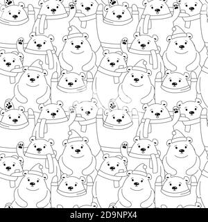 Weihnachtliche nahtlose Muster Eisbär, schwarz und weiß. Textil niedlichen Teddy. Neujahr Tier Säugetiere, Geschenkpapier. Lustige Tiere Winter feiern dunklen Vektor Hintergrund Stock Vektor