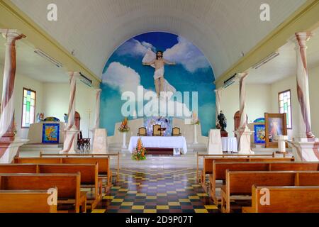 Costa Rica Arenal Vulkan und La Fortuna - katholische Kirche Parroquia San Juan Bosco Stockfoto