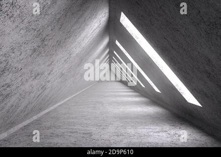 3d-Rendering leerer Raum Innenraum mit Dreieck-Form Stockfoto