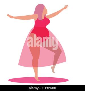 vektor-Illustration einer schwangeren Frau in rosa. Glücklich und einfach Schwangerschaft. Stock Vektor