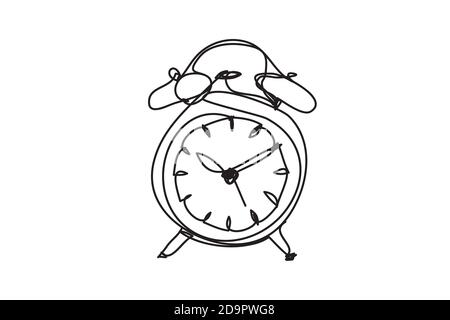 Wecker, Linienzeichnung Stil, Vektor-Design Stockfoto