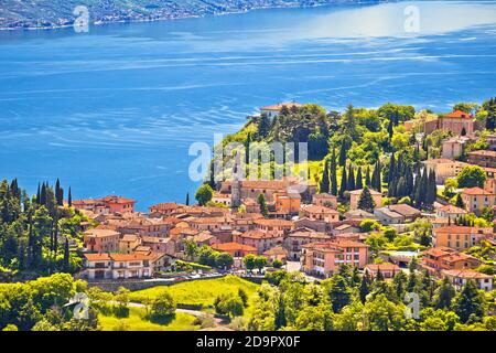 Pieve Dorf oberhalb von Garda Seeblick, Lombardei Region von Italien Stockfoto
