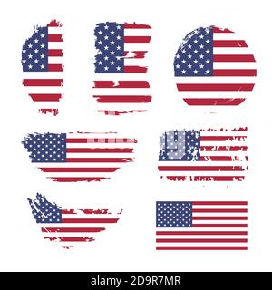 Grunge USA Flagge. Vintage amerikanische Flagge gesetzt Stock Vektor