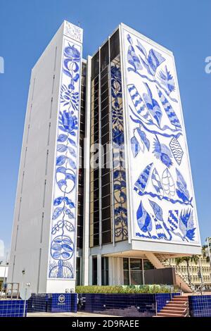 Miami Florida, Biscayne Boulevard Bacardi Museum, 1963 Wandgemälde mit Azulejos-Keramikfliesen von Francisco Brennand, Stockfoto