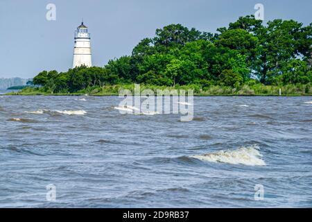 Louisiana Lake Pontchartrain Northshore, Madisonville, Leuchtturm, Stockfoto