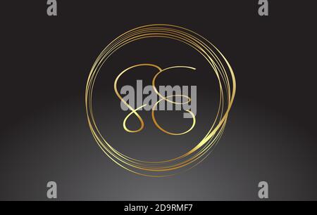 Golden Letters SE S E Signatur Monogramm Vektor-Logo. Einfaches SE S E-Symbol mit kreisförmiges Muster. Kreative handgeschriebene Vektor-Illustration mit Buchstabe S Stock Vektor
