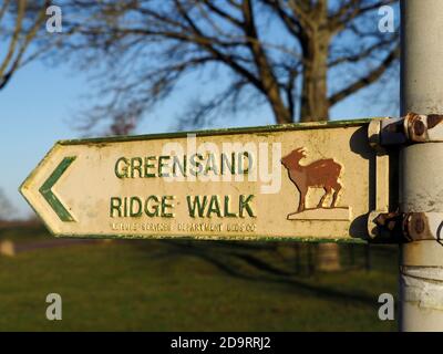 Grensand Ridge Walk Schild, Woburn Abbey, Bedfordshire Stockfoto