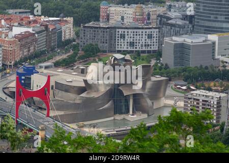 Artxanda Standseilbahn, um vom Aussichtspunkt Artxanda aus auf und ab in die Stadt Bilbao zu fahren. Gemeinde im Norden von Spanien Stockfoto