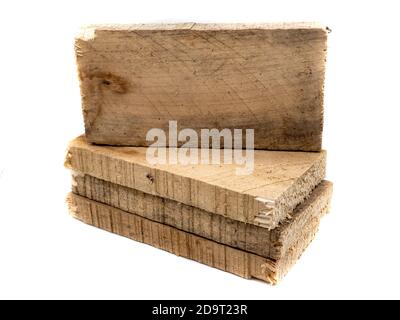 Holzbretter isoliert auf weißem Hintergrund Stockfoto