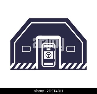 Bunker schwarz Symbol. Bild eines Bombenschutzbunkers auf weißem Hintergrund. Flache Vektor-Illustration. Stock Vektor