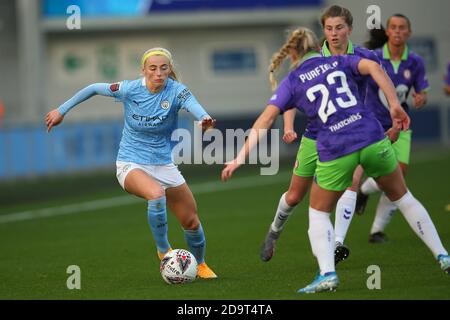 MANCHESTER, ENGLAND. 7. NOVEMBER Citys Chloe Kelly beim Barclays FA Women's Super League Spiel zwischen Manchester City und Bristol City im Academy Stadium, Manchester am Samstag, 7. November 2020. (Kredit: Chris Donnelly, MI News) Kredit: MI Nachrichten & Sport /Alamy Live Nachrichten Stockfoto