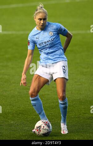 MANCHESTER, ENGLAND. 7. NOVEMBER Manchester Citys Steph Houghton während des Barclays FA Women's Super League Spiels zwischen Manchester City und Bristol City im Academy Stadium, Manchester am Samstag, 7. November 2020. (Kredit: Chris Donnelly, MI News) Kredit: MI Nachrichten & Sport /Alamy Live Nachrichten Stockfoto