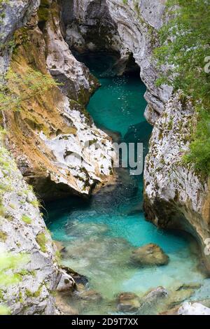 Soca oder Isonzo Fluss, Slowenien, Europa. Stockfoto