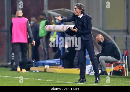 Benevento, Italien. November 2020. Trainer Filippo Inzaghi (Benevento Calcio) während der Serie A Fußballspiel zwischen Benevento Calcio - Spezia Calcio, Stadio Ciro Vigorito am 7. November 2020 in Benevento Italien - Foto Emmanuele Mastrodonato /LM Kredit: Unabhängige Fotoagentur/Alamy Live Nachrichten Stockfoto