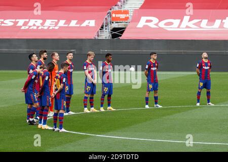 Barcelona, Spanien. November 2020. Die Spieler des FC Barcelona während der Liga Santander Spiel zwischen FC Barcelona und Real Betis Balompie im Camp Nou in Barcelona, Spanien. Bild: Dax Images/Alamy Live News Stockfoto