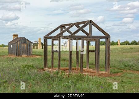 Texas Forts Trail, Shackelford County, Albany, Fort Griffin State Historic Site, Barracks (Rekonstruktion) Stockfoto