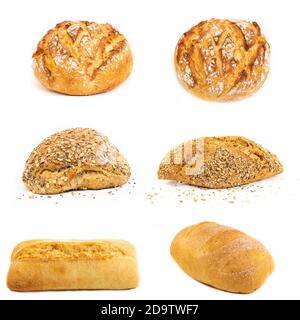 Gruppen-Set Brot frisch hausgemachte Plain Brot und Brot Korn Ernährung für gesunde Lebensmittel aus natürlichen Stockfoto