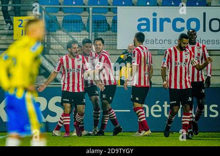 WAALWIJK, NIEDERLANDE - 7. NOVEMBER: Abdou Harroui von Sparta Rotterdam feiert sein Tor während des niederländischen Eredivisie-Spiels zwischen RKC Waalwijk und Sparta Rotterdam im Mandemakers Stadium am 7. november 2020 in Waalwijk, Niederlande (Foto: Jeroen Meuwsen/Orange Pictures) Stockfoto