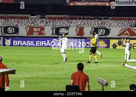 Sao Paulo, Sao Paulo, Brasilien. November 2020. Brasilianische Fußballliga der ersten Division : Sao Paulo gegen Goias. 7. November 2020, Sao Paulo, Brasilien: Fußballspiel zwischen Sao Paulo und Goias, gültig für die 20. Runde der brasilianischen 1. Liga im Morumbi Stadion. Quelle: Leco Viana/TheNEWS2/ZUMA Wire/Alamy Live News Stockfoto