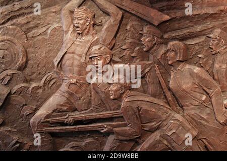 Patriotische Wandmalerei, Provinzmuseum, Lanzhou, Provinz Gansu, China Stockfoto