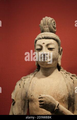 Skulptur einer Frau, Provinzmuseum, Lanzhou, Provinz Gansu, China Sept 2011 Stockfoto