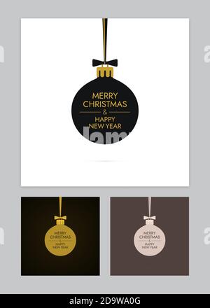 Weihnachtskugeln mit Schleifen und Bändern. Verschiedene Farben neue Jahr Grußkarten Designs. Stock Vektor