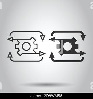 Workflow-Symbol im flachen Stil. Gang wirksame Vektor Illustration auf weißem Hintergrund isoliert. Prozessorganisation Geschäftskonzept. Stock Vektor