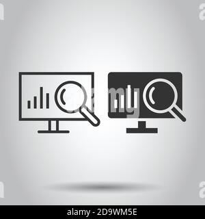 Website Analytics Symbol im flachen Stil. SEO Daten Vector Illustration auf weißem Hintergrund isoliert. Computer Diagramm Geschäftskonzept. Stock Vektor